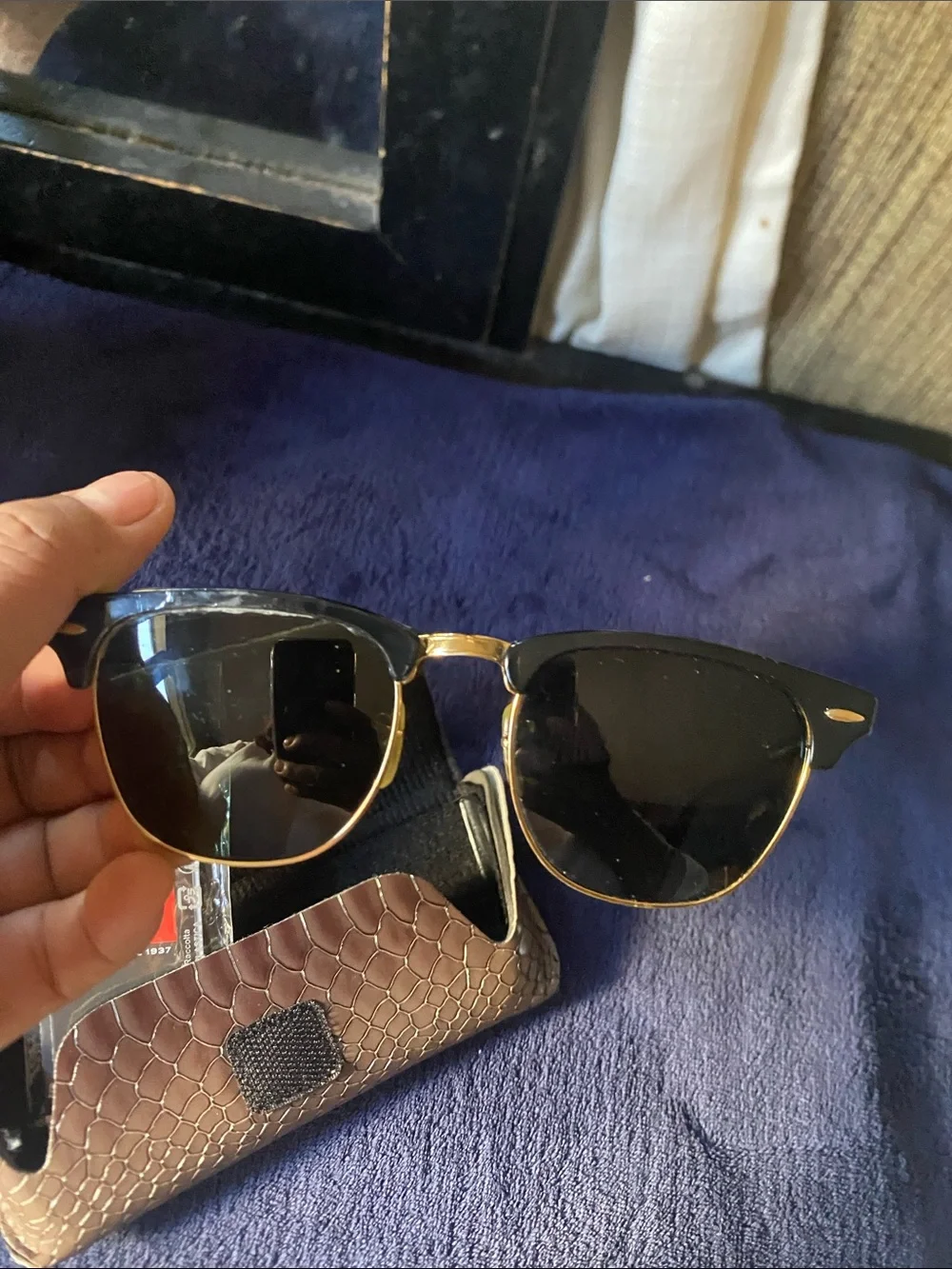 Ray-Ban Sunglasses - Black & Gold Clubmaster Style